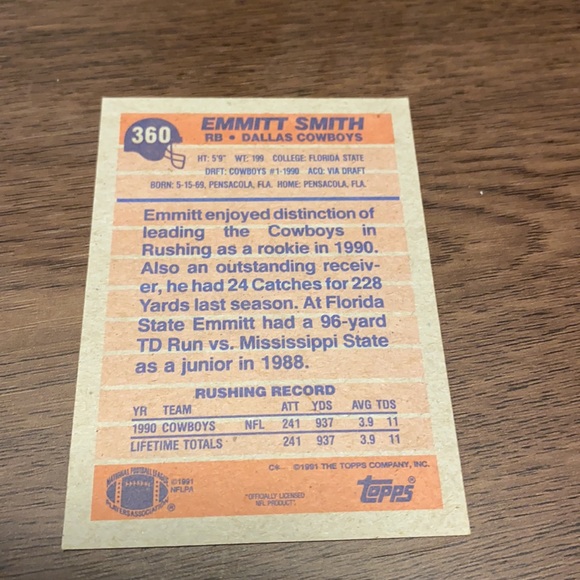 EMMITT SMITH ROOKIE CARD!!! RARE!! - Picture 2 of 2